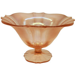 Vintage US Glass Pink Old Rose #310 Footed Bowl 5 1/2" X 9"